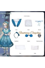 Identity V Journalist Alice DeRoss Alice in Dreamland Blue Lolita Dress Cosplay Costume
